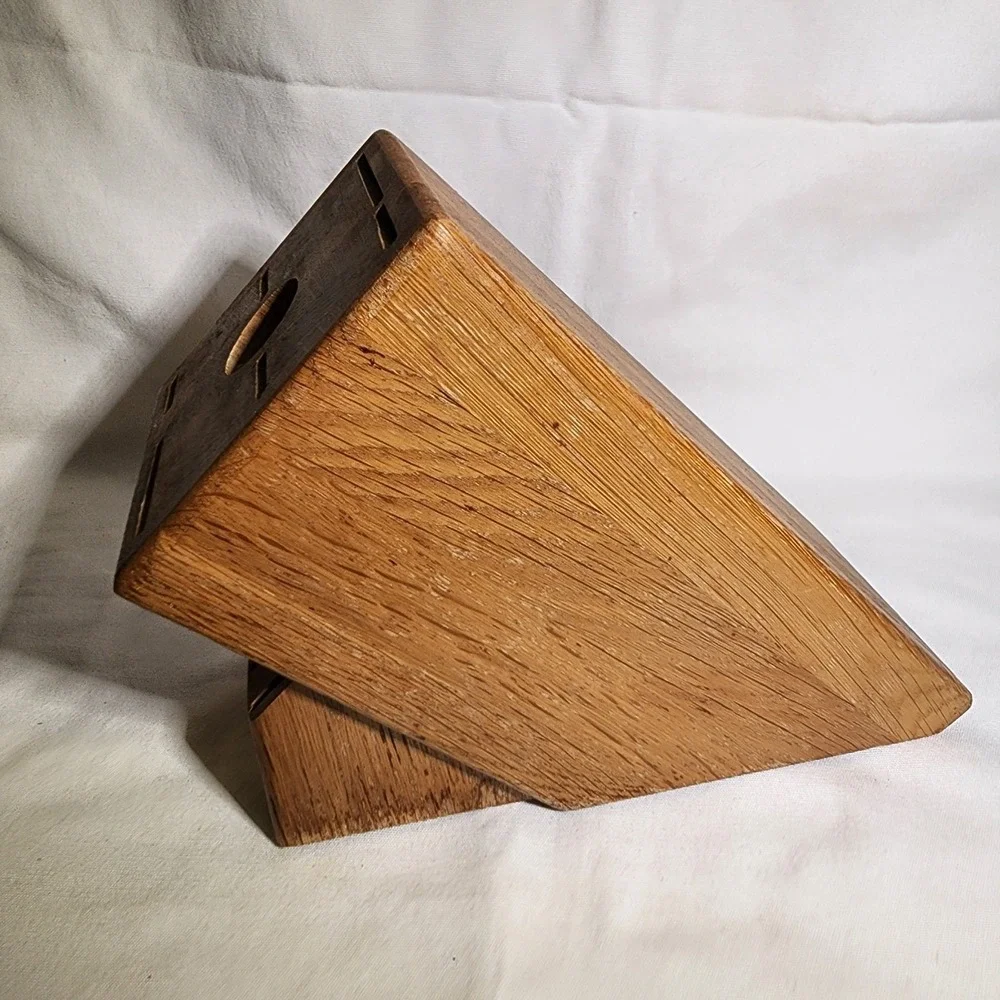 Cutco 13 Slot Wooden Knife Block‎ Oak With Shears Holder